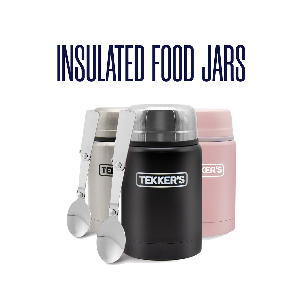 Thermos 16 oz. Insulated Stainless Steel Food Jar w/ Folding Spoon  -Silver/Black